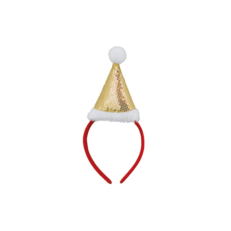 Diadème avec un bonnet de Noël doré