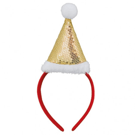 Bandeau avec chapeau de Noël doré