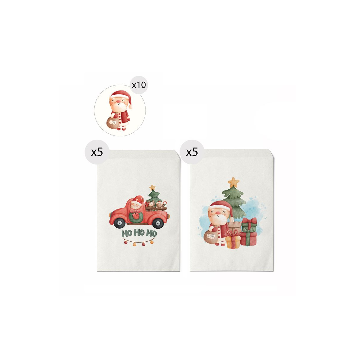 Enveloppes de Noël en pack de 10, 13x16 cm