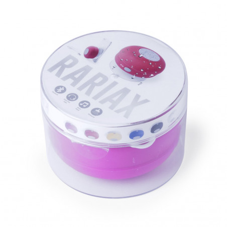 Enceinte Bluetooth étanche rouge avec autocollant spécial Noël représentant le Père Noël et ses amis