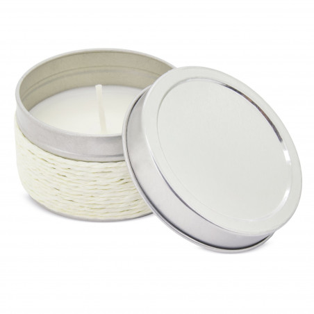 Bougie parfumée blanche avec sticker ours personnalisable pour baptême