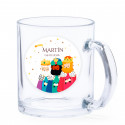 Tasse en verre de Noël avec autocollant personnalisable des rois mages pour des cadeaux