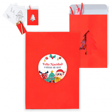 Décorations de Noël à colorier avec des crayons de couleur avec un autocollant personnalisable de Noël pour les détails