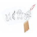 Décorations de Noël à colorier avec des crayons de couleur avec un autocollant personnalisable de Noël pour les détails