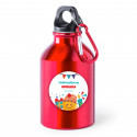Bouteille rouge avec autocollant personnalisable pour les détails