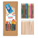 Couleurs et crayons de couleur dans un étui avec autocollant personnalisable et dipper pour les détails
