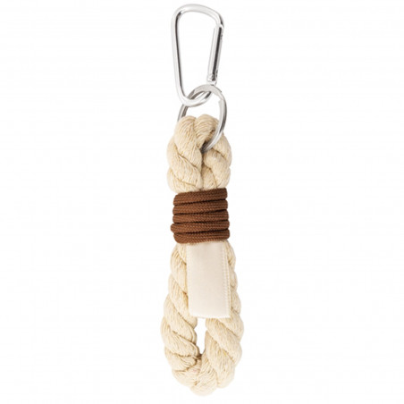 Porte-clés beige en coton avec mousqueton