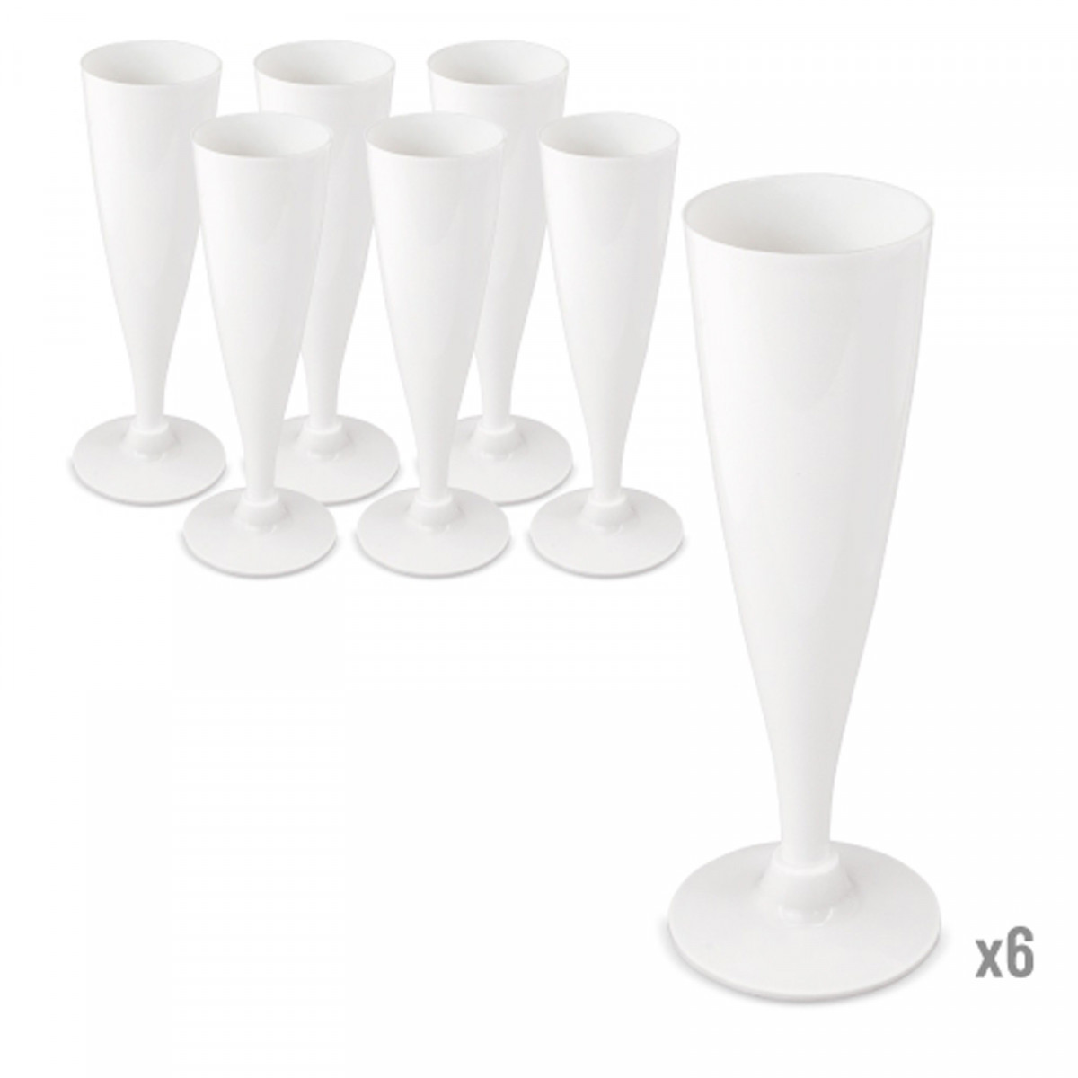 Verres blancs réutilisables en pack de 6 unités