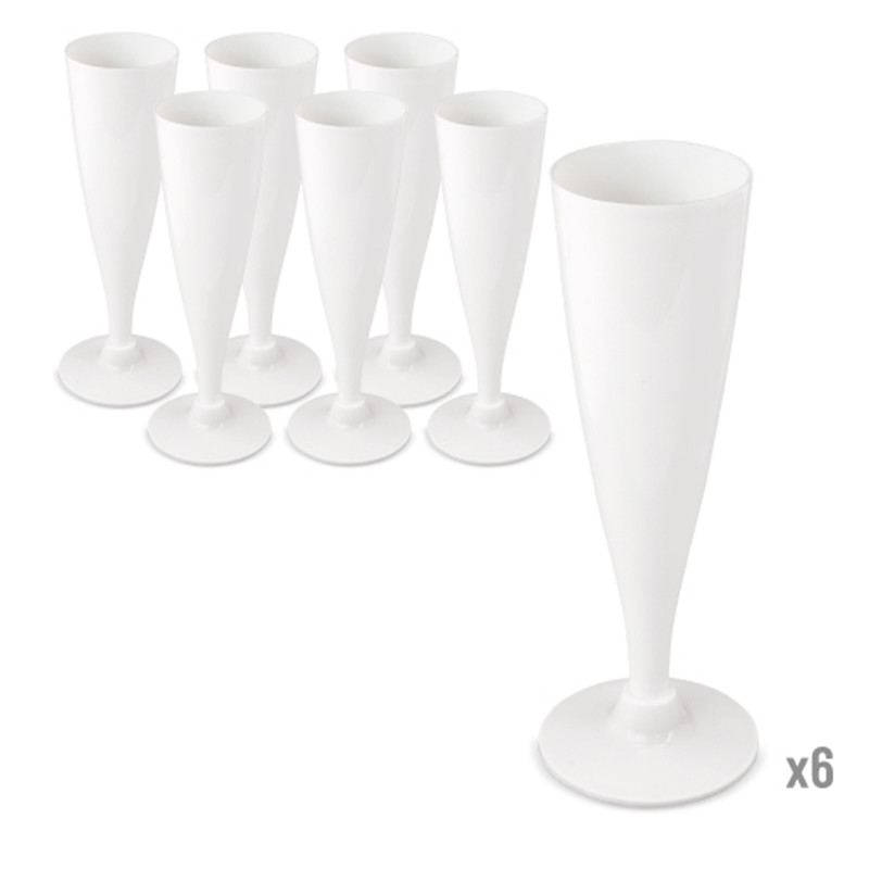 Verres blancs réutilisables en pack de 6 unités