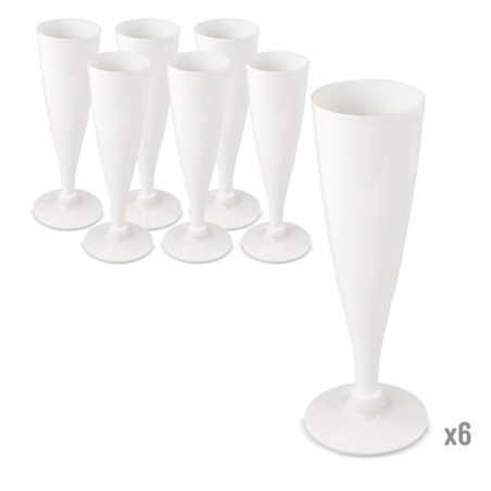 Verres blancs réutilisables en pack de 6 unités