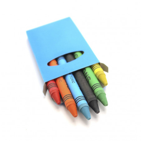 Livre de coloriage avec une trousse de crayons rouges présentée dans un sac métallisé et un autocollant personnalisé