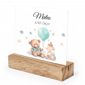 Support en bois avec carte personnalisée pour la décoration de table de baptême