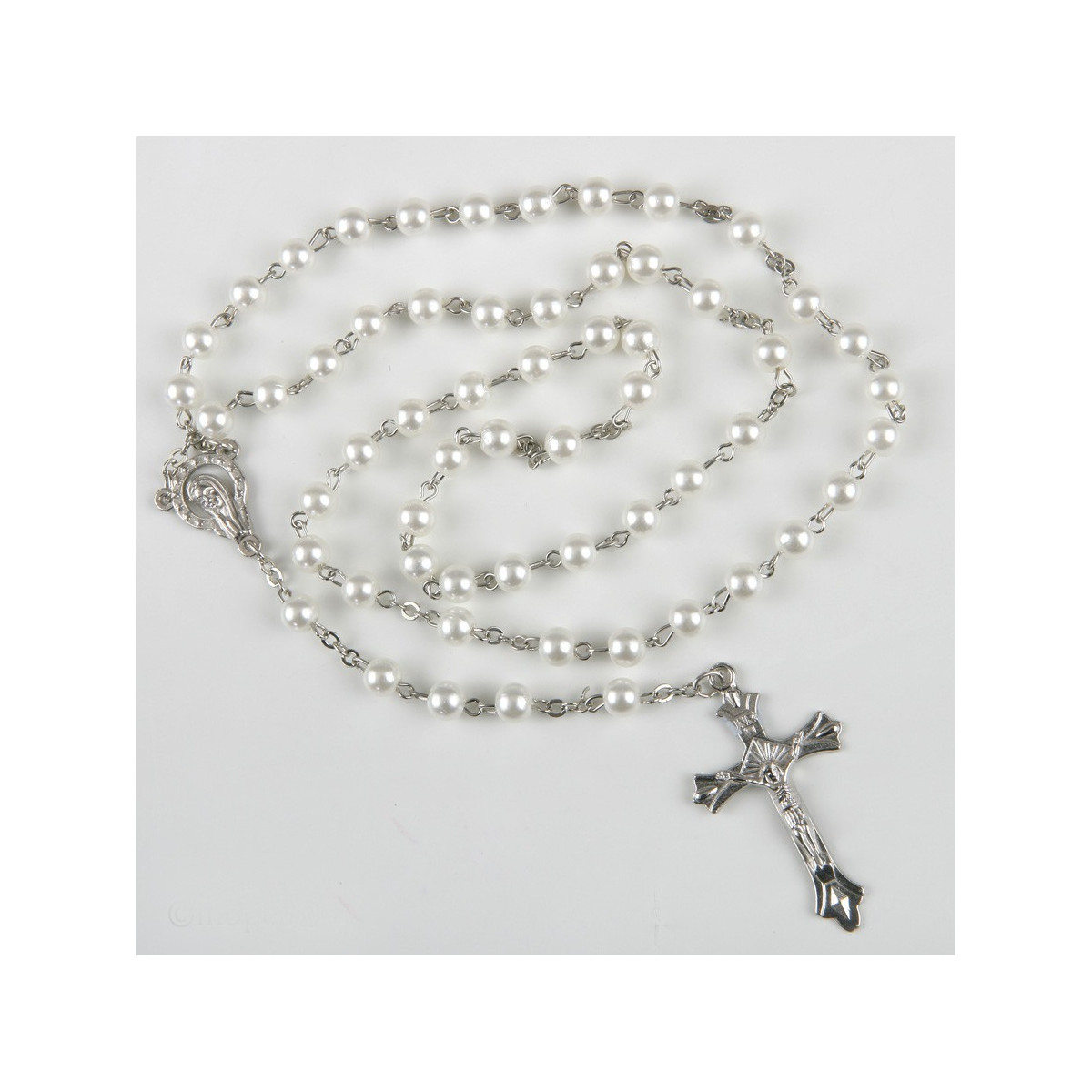Rosario de perles et d'argent