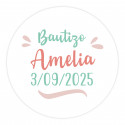 Adhésifs editables de 3 cm adaptables pour personnaliser les détails d'événements avec des polices en couleurs turquoise et