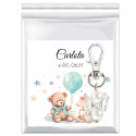 Porte-clés ange gardien pour cadeaux de baptême avec une carte de rappel