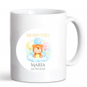 Tasse personnalisée avec autocollant pour les détails de baptême