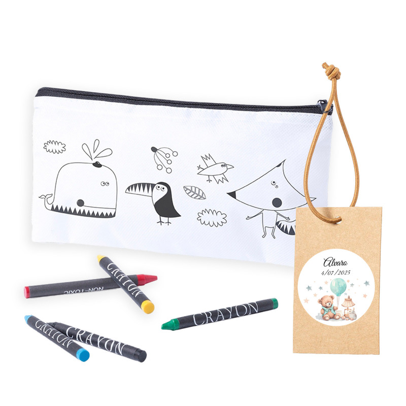 Étui à colorier personnalisé pour baptême
