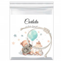 Bracelet ange gardien avec carte de baptême personnalisée dans un sac de présentation