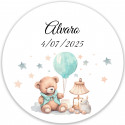 Éventail blanc en forme de cœur avec étiquette personnalisée pour baptêmes