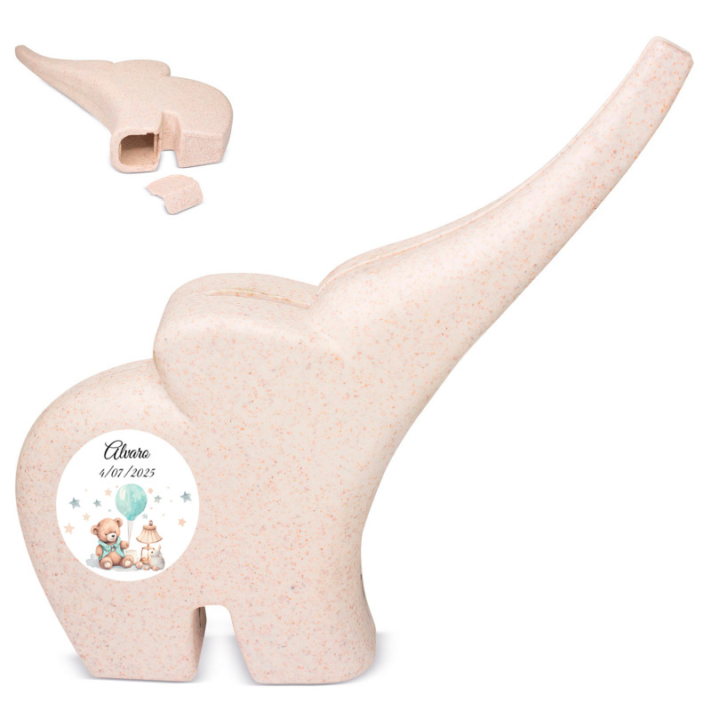Tirelire personnalisée en forme d\'éléphant pour cadeaux de baptême
