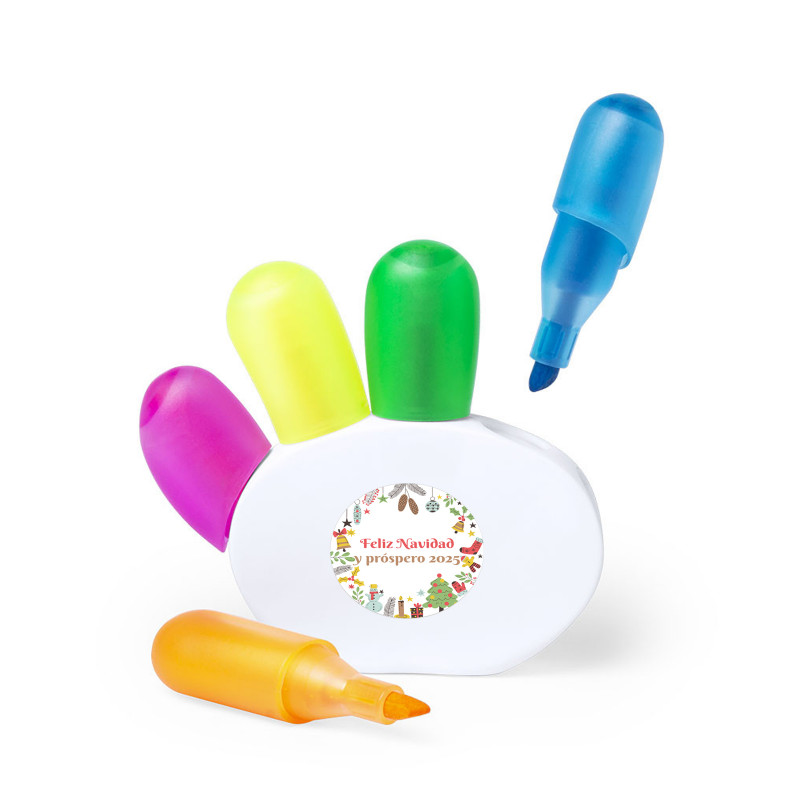 Marqueurs fluorescents personnalisés avec autocollant de Noël