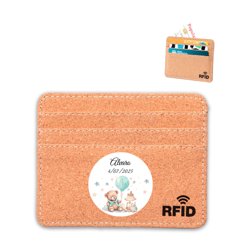Porte-cartes écologique avec adhésif personnalisé pour cadeaux de baptême
