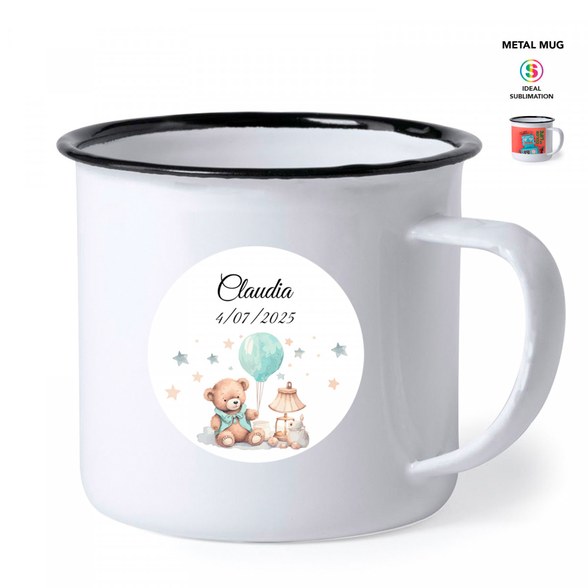 Mug vintage personnalisé pour cadeaux de baptême