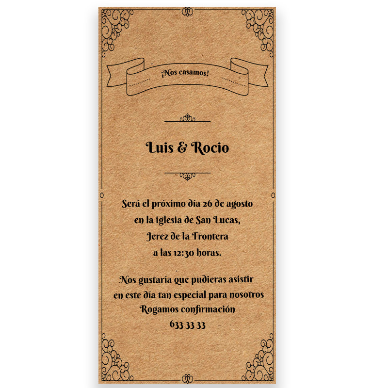 Invitation de mariage avec design à bords classiques personnalisable