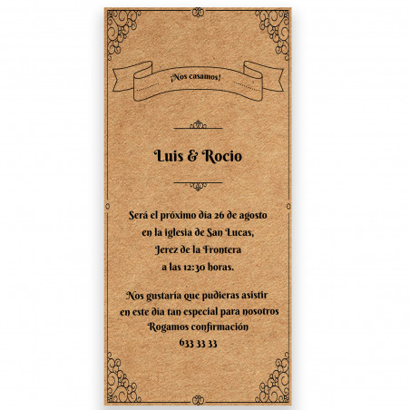 Faire part de mariage avec bordure classique personnalisable