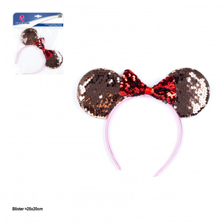 Diadème à sequins avec oreilles et nœud