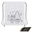 Mochila enfant pour peindre avec des crayons inclus et sucette personnalisée avec un autocollant de Noël