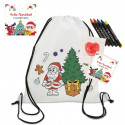 Mochila enfant pour peindre avec des crayons inclus et sucette personnalisée avec un autocollant de Noël