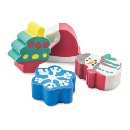Gommes à effacer de Noël dans un étui personnalisé pour des cadeaux