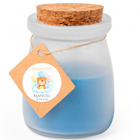 Bougie parfumée en pot en verre avec étiquette kraft et autocollant personnalisable pour les détails