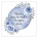 Autocollants éditables 5x5 adaptables pour personnaliser avec un fond de lune bleue et des fleurs pour des événements