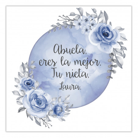 Autocollants éditables 5x5 adaptables pour personnaliser avec un fond de lune bleue et des fleurs pour des événements