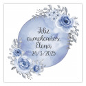 Autocollants éditables 5x5 adaptables pour personnaliser avec un fond de lune bleue et des fleurs pour des événements