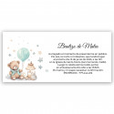 Invitation pour le baptême d'un ourson avec enveloppe blanche