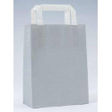Écharpe bleue dans un sac en papier gris personnalisé avec un adhésif au texte modifiable