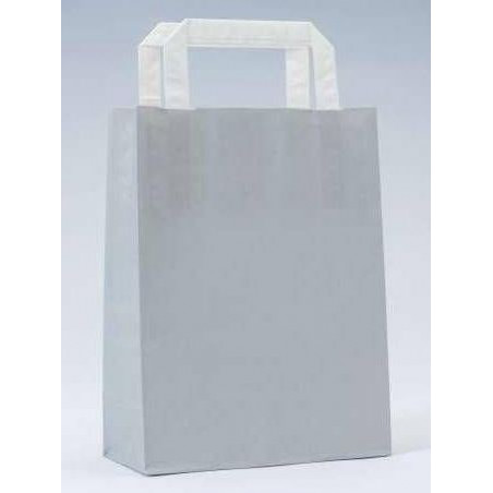 Écharpe bleue dans un sac en papier gris personnalisé avec un adhésif au texte modifiable
