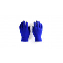 Gants tactiles bleus dans un sac métallisé avec adhésif personnalisable et éditable