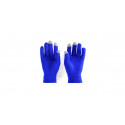 Gants tactiles bleus dans un sac métallisé avec adhésif personnalisable et éditable
