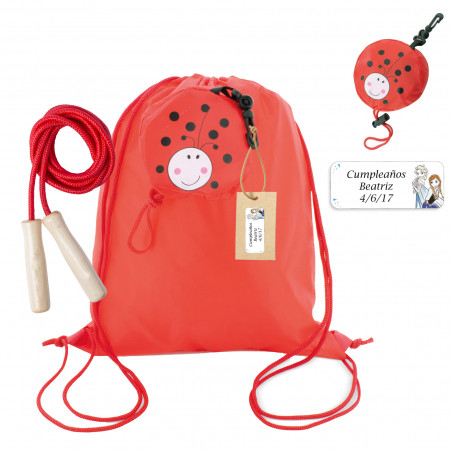 Sac à dos pliable coccinelle avec corde personnalisée étiquetée Frozen