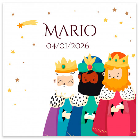 Parfum et boîte métallisée des rois mages dans une boîte de présentation avec un autocollant personnalisé pour un cadeau de Noël