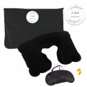 Set de voyage en couleur noire avec autocollant minimaliste personnalisable pour les mariages
