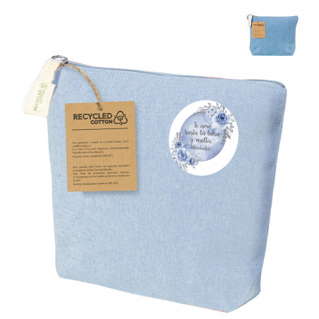 Trousse en coton recyclé avec adhésif floral personnalisé