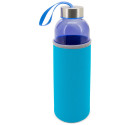 Bouteille bleue en verre avec étiquette personnalisée avec autocollant de communion pour garçon