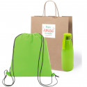 Sac à dos cadeau avec gourde dans un sac en kraft personnalisé