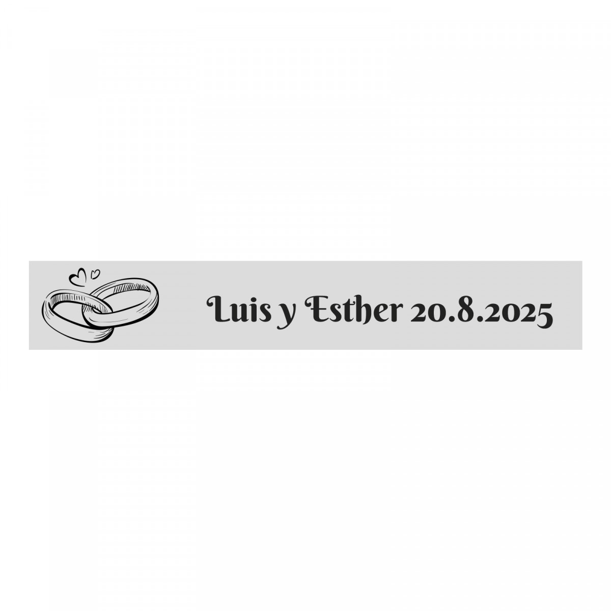 Adhésif de mariage personnalisable fond transparent 5x1 avec anneaux