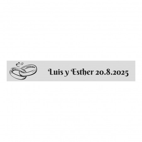 Adhésif de mariage personnalisable fond transparent 5x1 avec anneaux